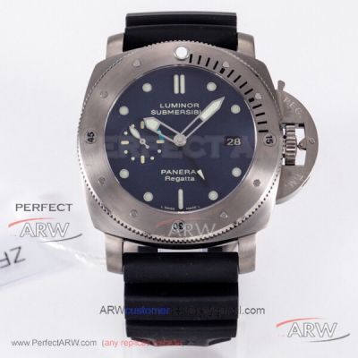 ZF Factory Panerai Luminor Submersible Pam371 1950 Regatta GMT Titanium Case Black Rubber Strap 47mm Watch